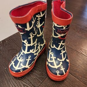 Hatley Kids Anchor Boots - Navy and red